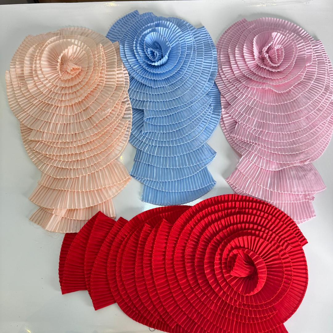 PLEATED ROSETTE FLOWER APPLIQUE BIG
