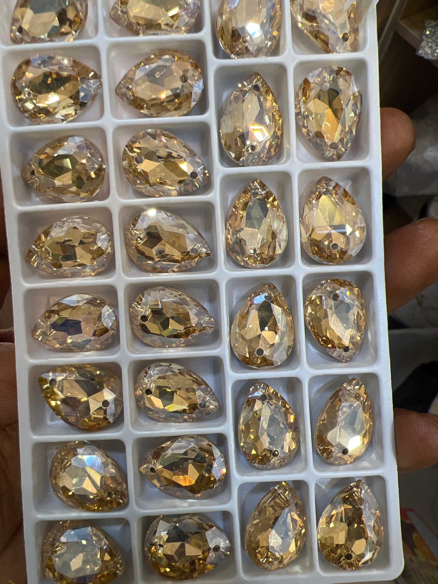 TEARDROP REAL CRYSTAL SEW ON 13 X 18MM REAL GLASS