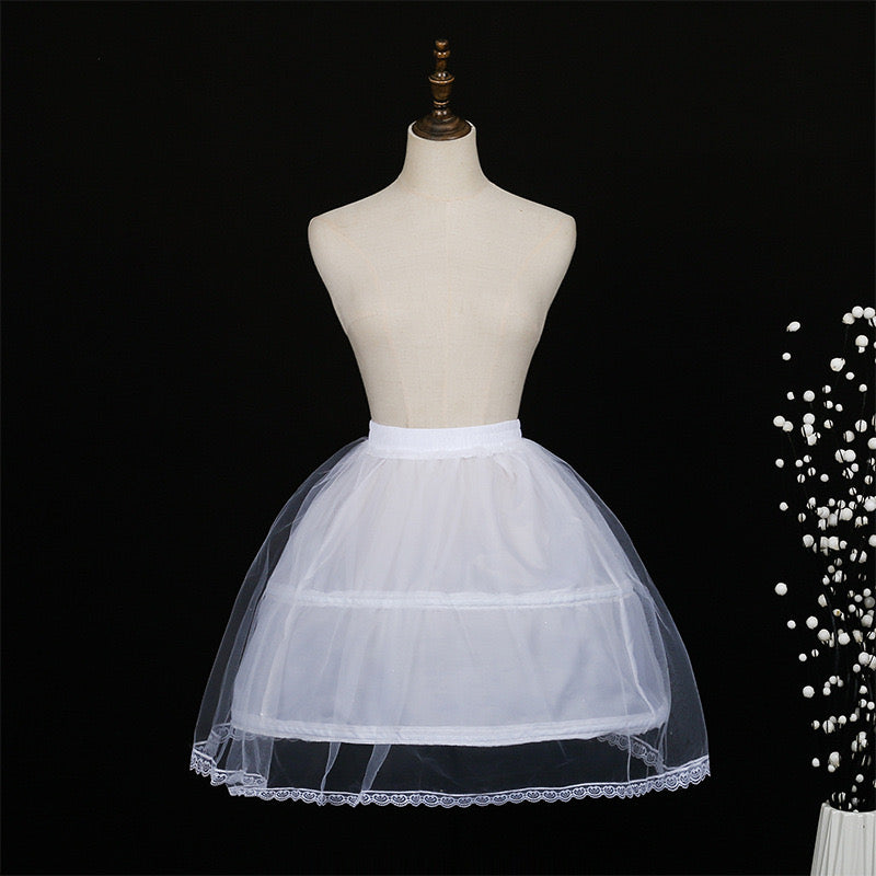 PETTICOAT FOR KIDS WITH 2 HOOPS FULL SLIP UNDERSKIRT LACE EDGE 2 TO 6 YEARS