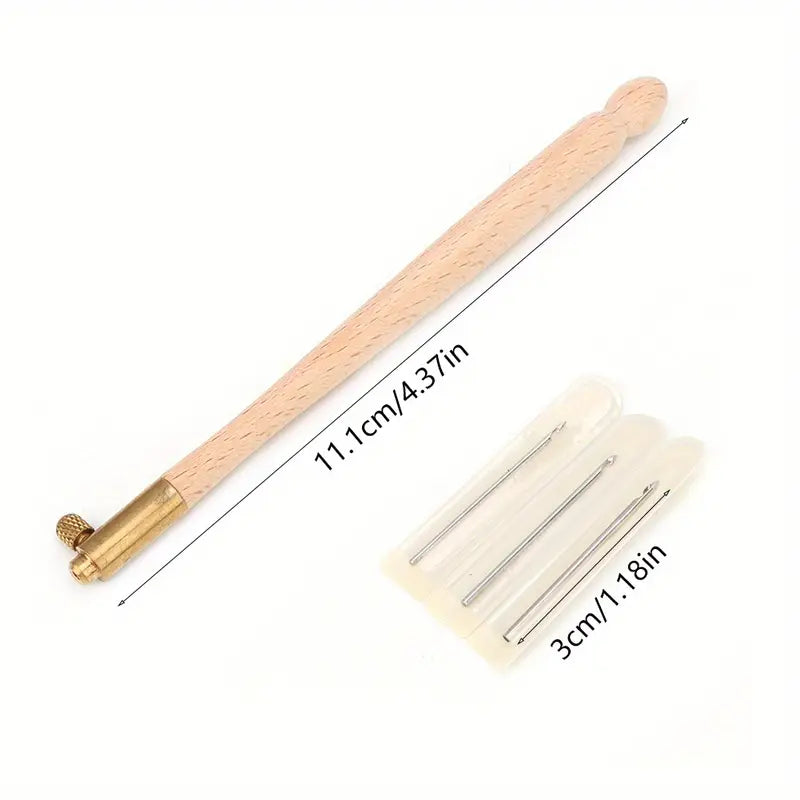 TAMBOUR HOOK WITH 3 NEEDLES (70 90-100) EMBROIDERY BEADING NEEDLE TOOLS SEQUIN BEADS NEEDLE SET CROCHET TOOL KIT