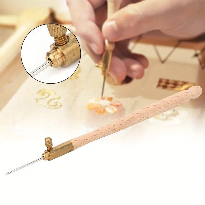 TAMBOUR HOOK WITH 3 NEEDLES (70 90-100) EMBROIDERY BEADING NEEDLE TOOLS SEQUIN BEADS NEEDLE SET CROCHET TOOL KIT