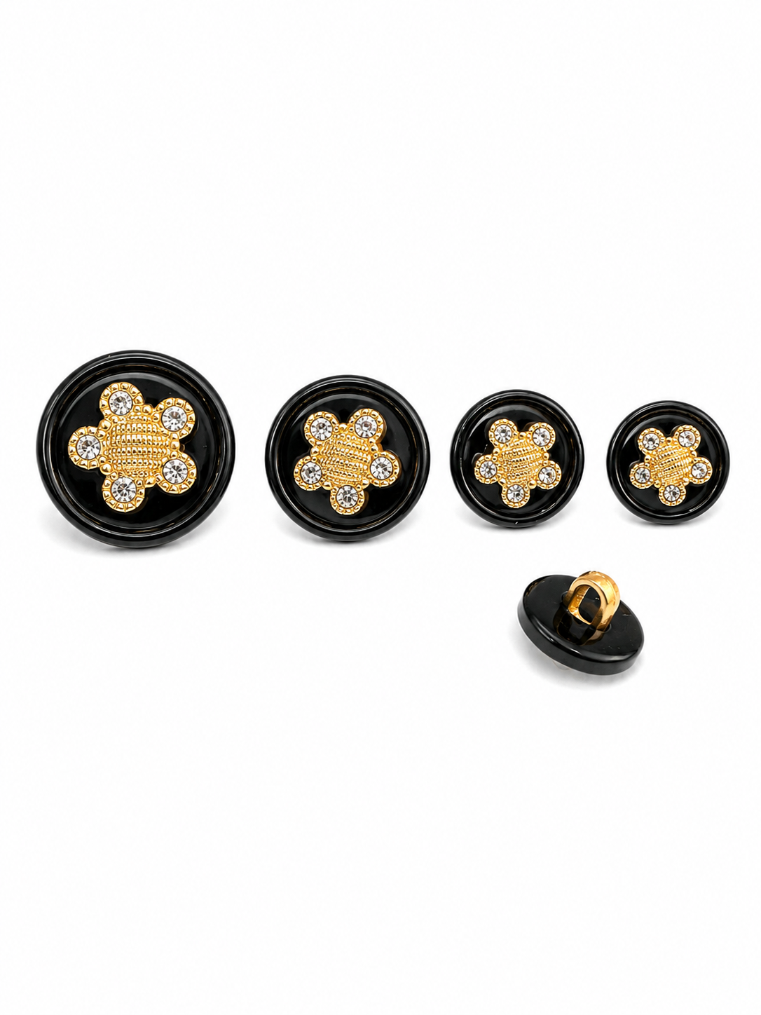 GEM FLOWER BUTTON BLACK