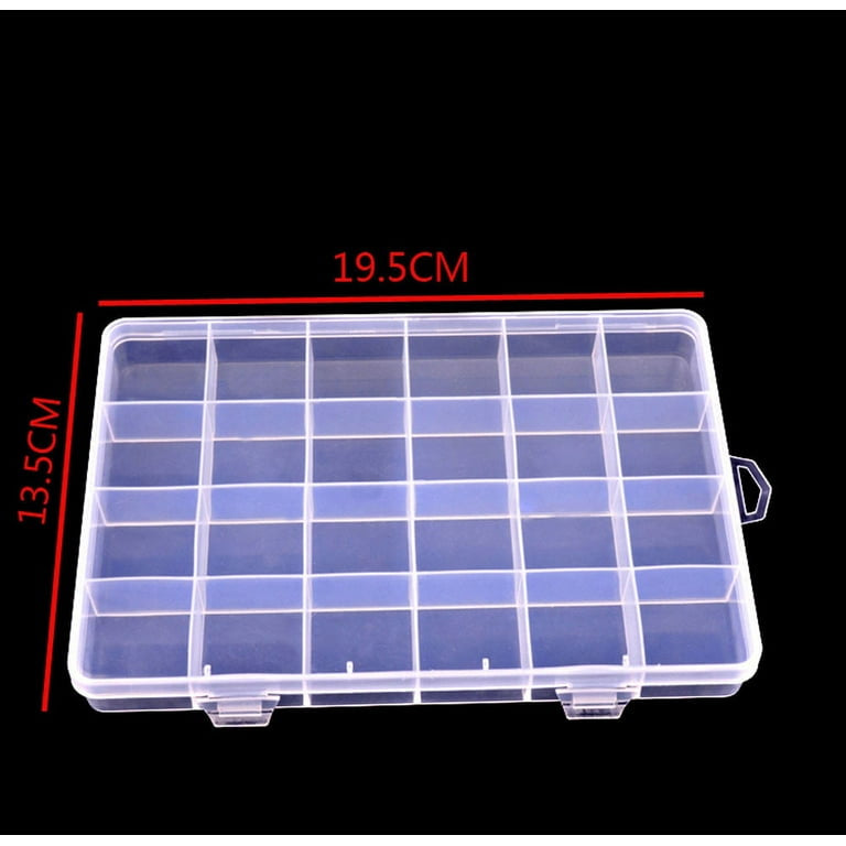 PLASTIC STORAGE ORGANIZER FOR BEADS PEARLS 24 SLOTS TRANSPARENT PLASTIC JEWELRY ORGANIZER BOX COMPARTMENT STORAGE CONTAINER FOR BEAD RINGS JEWELRY DISPLAY ORGANIZER