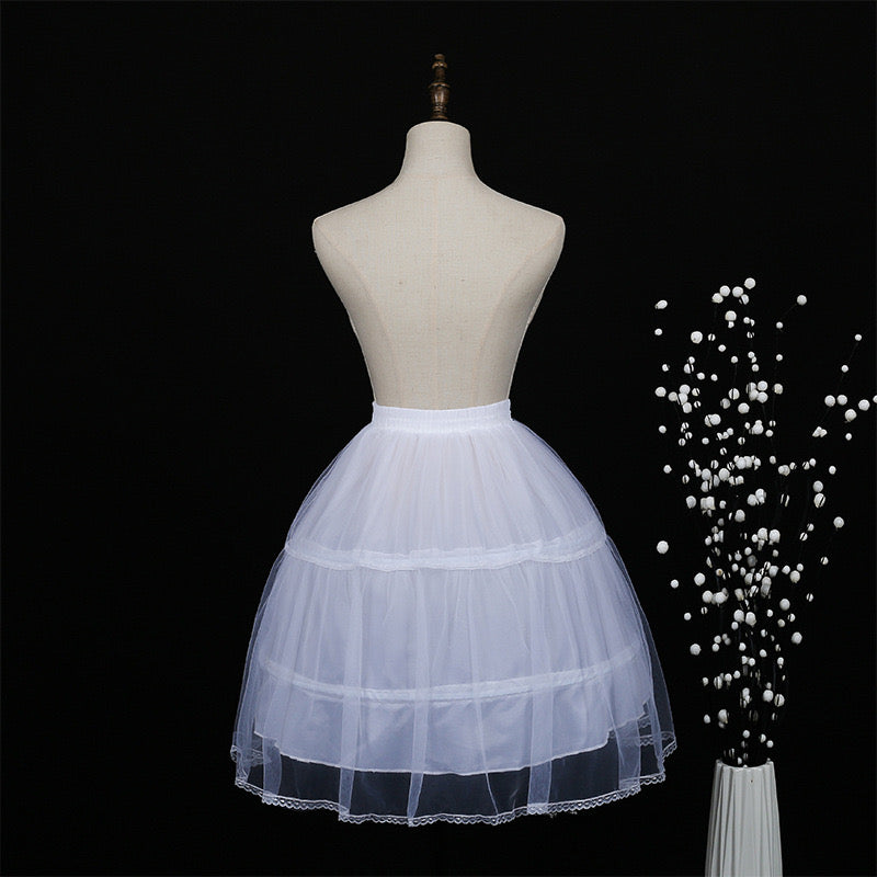 PETTICOAT FOR KIDS WITH 2 HOOPS FULL SLIP UNDERSKIRT LACE EDGE 2 TO 6 YEARS