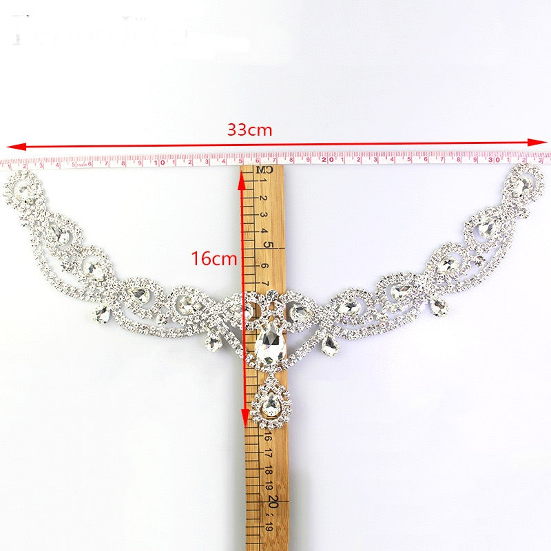RHINESTONE DROP CRYSTAL BRIDAL NECKLINE