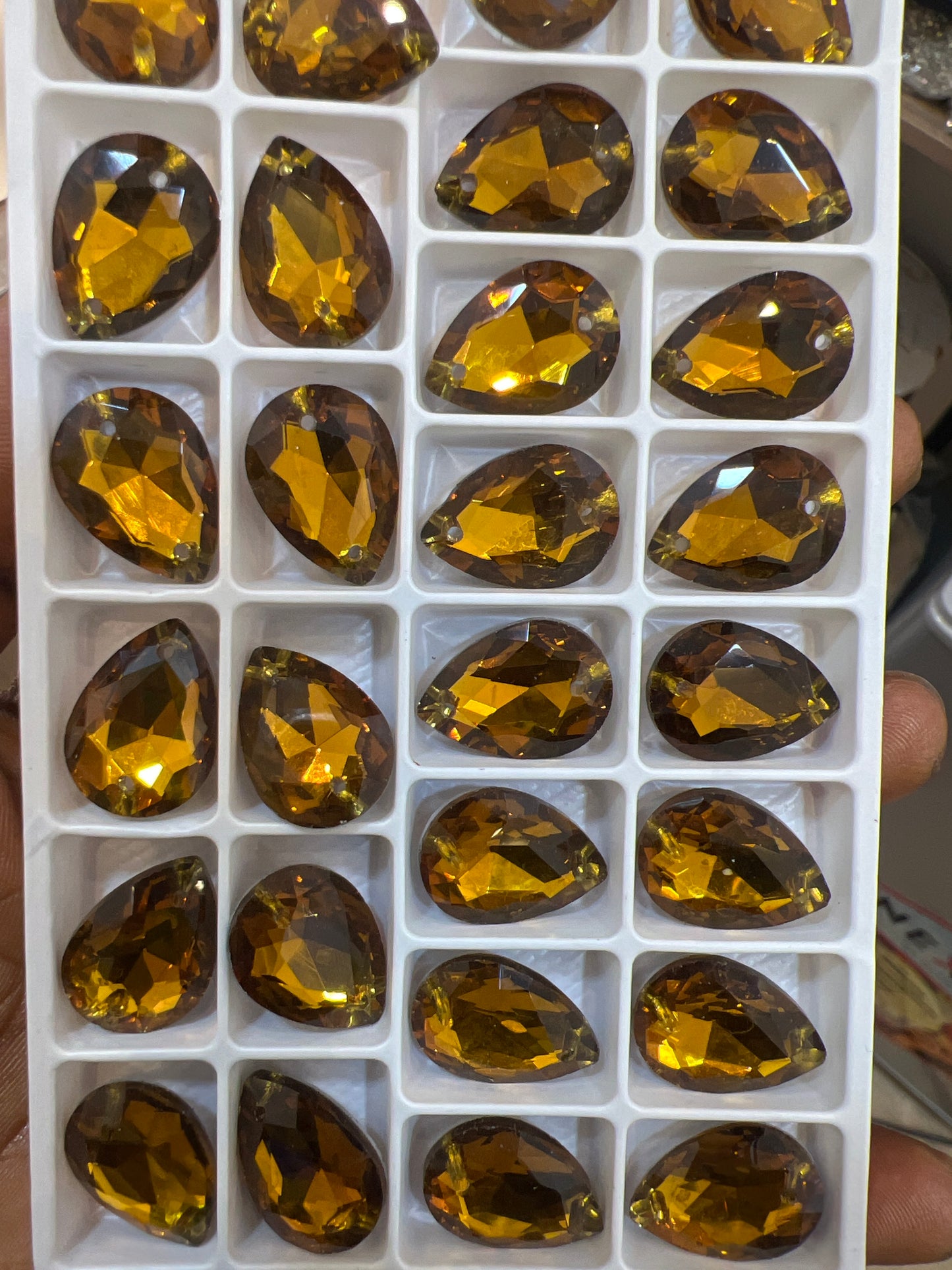 TEARDROP REAL CRYSTAL SEW ON 13 X 18MM REAL GLASS