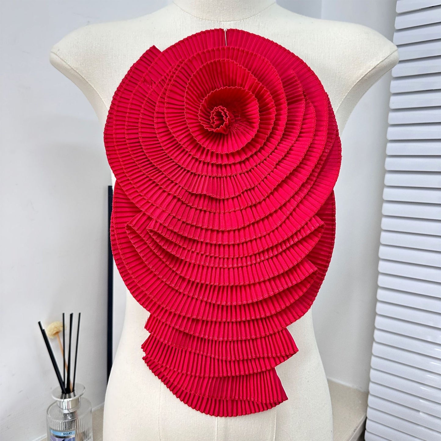 PLEATED ROSETTE FLOWER APPLIQUE BIG
