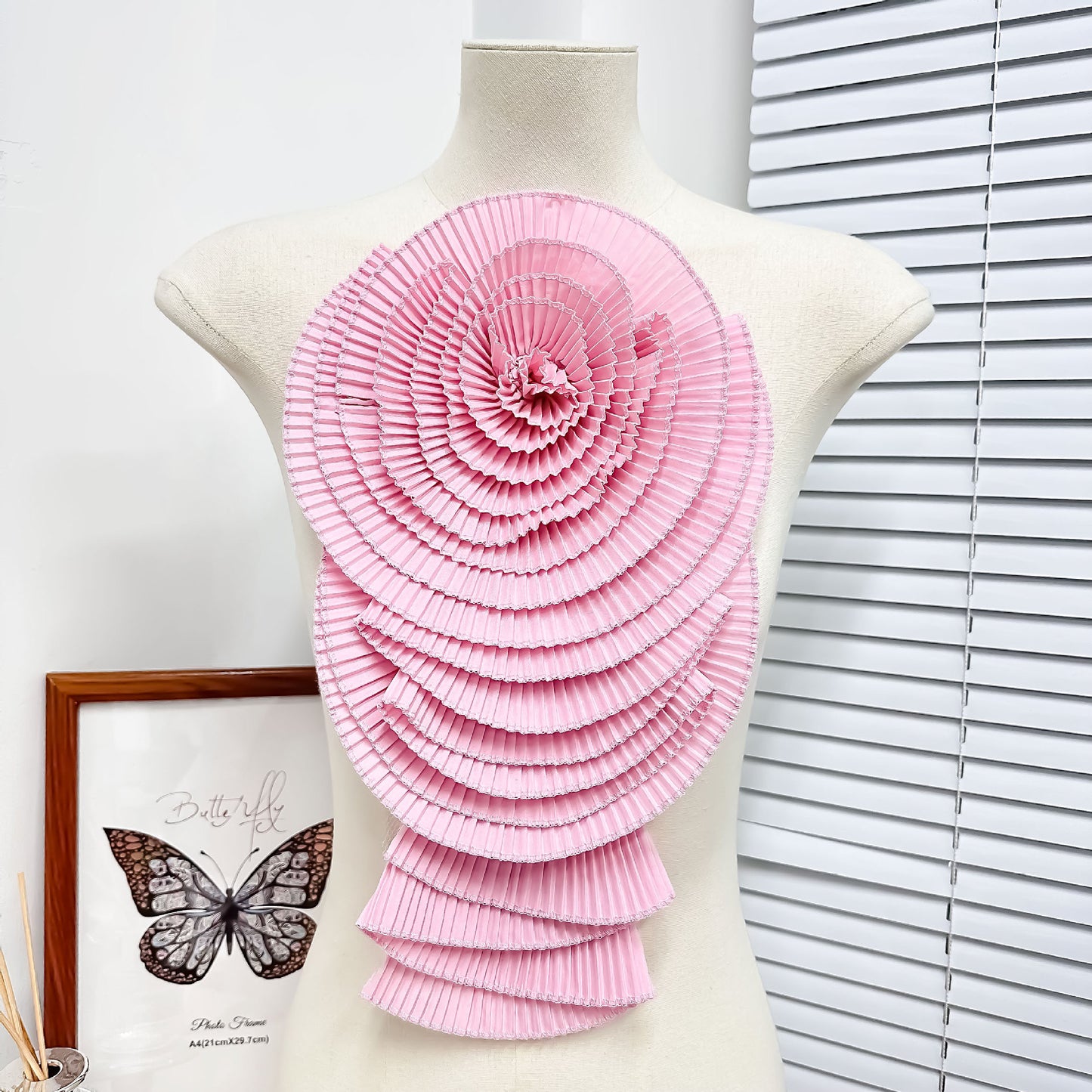 PLEATED ROSETTE FLOWER APPLIQUE BIG