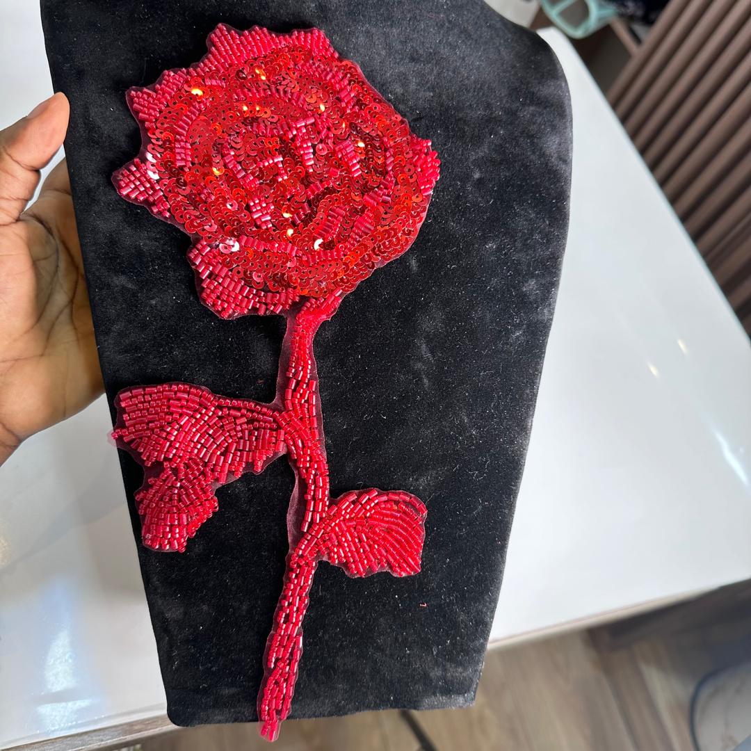 BEADED ROSE APPLIQUE