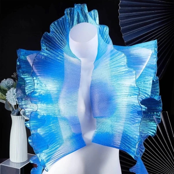 CHIFFON METALLIC TRIMMING PLEATED