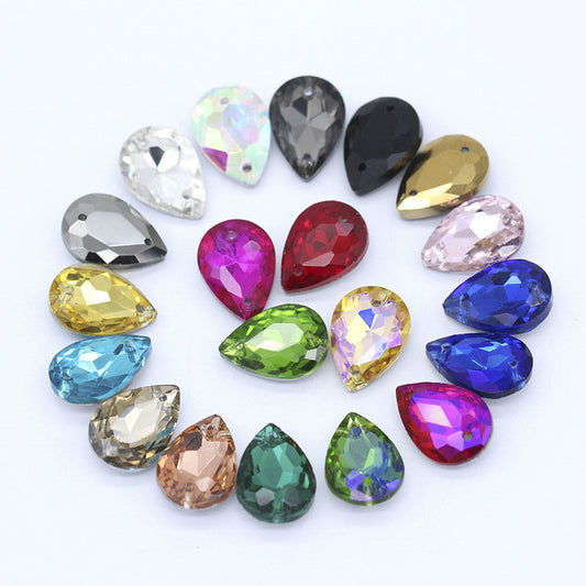 TEARDROP REAL CRYSTAL SEW ON 13 X 18MM REAL GLASS