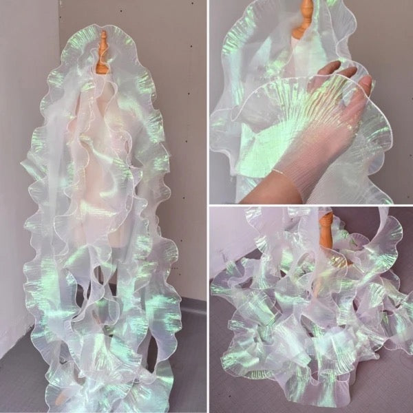 CHIFFON METALLIC TRIMMING PLEATED