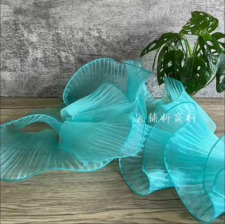 CHIFFON METALLIC TRIMMING PLEATED