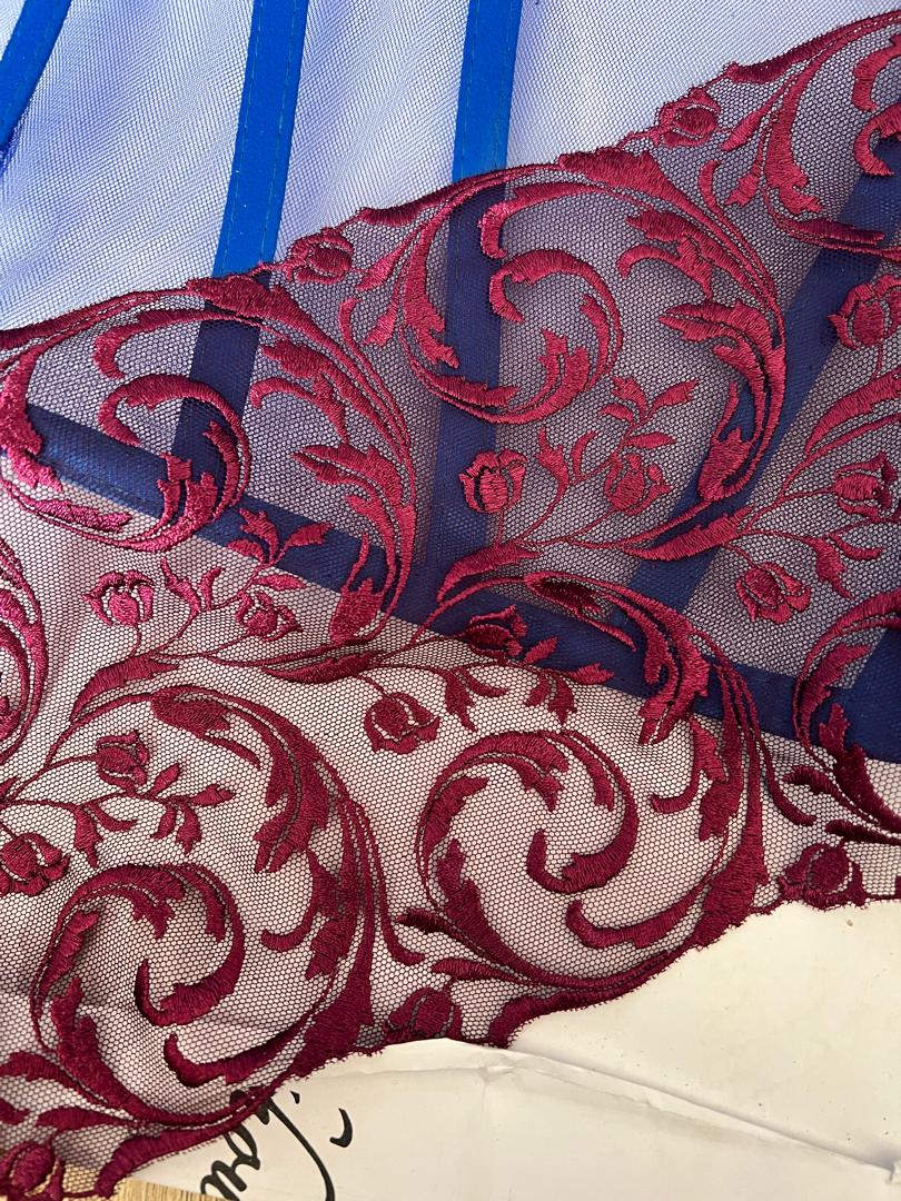 MAGENTA EMBROIDERY DESIGN LACE TRIMMING