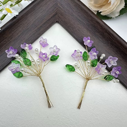 COPPER WIRE ACRYLIC FLOWER LILAC AND GREEN