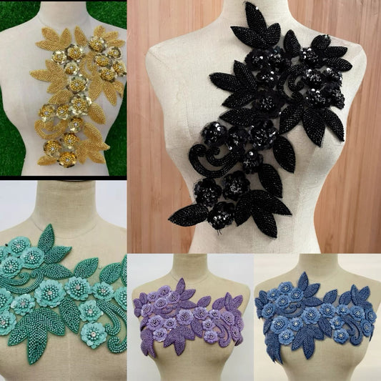 BEADED APPLIQUE WITH BIG SEQUIN