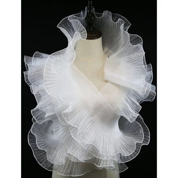 CHIFFON METALLIC TRIMMING PLEATED
