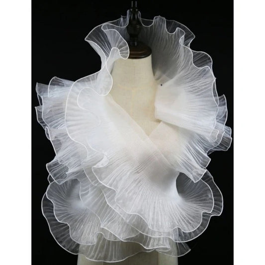 CHIFFON METALLIC TRIMMING PLEATED