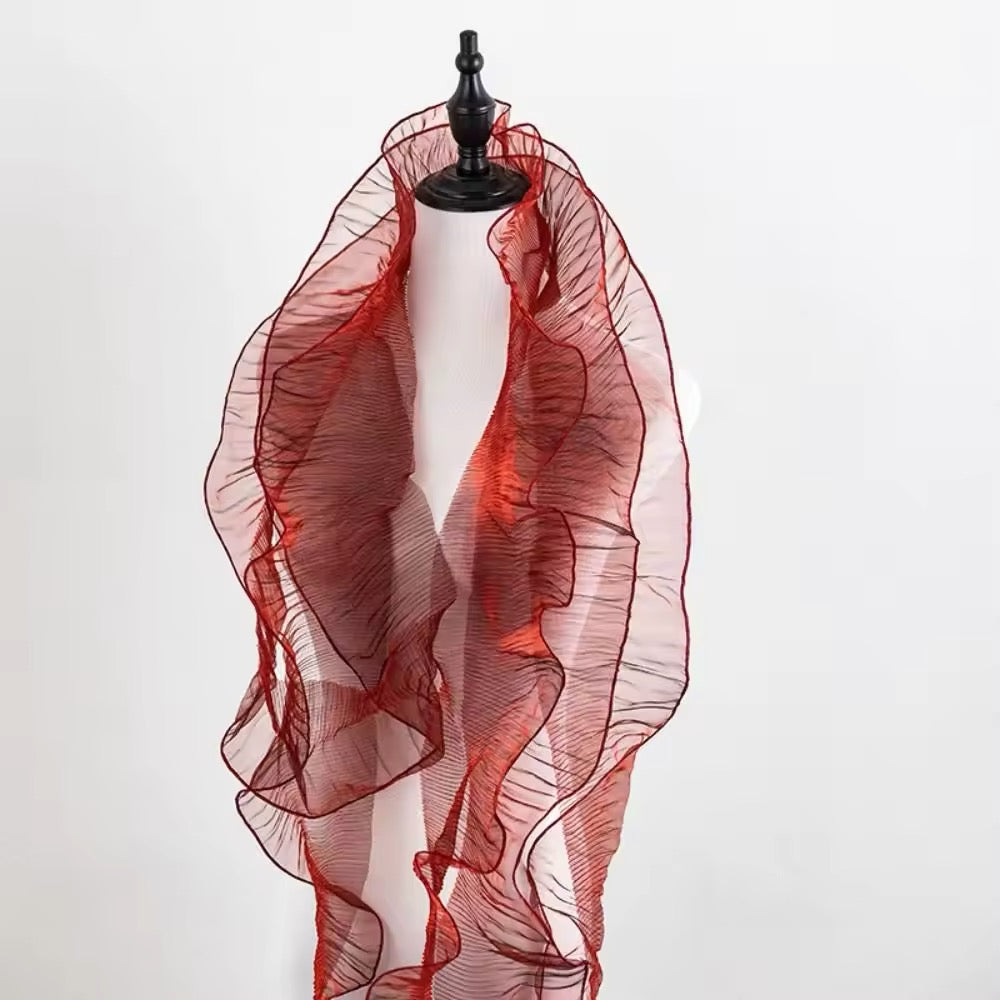 CHIFFON METALLIC TRIMMING PLEATED