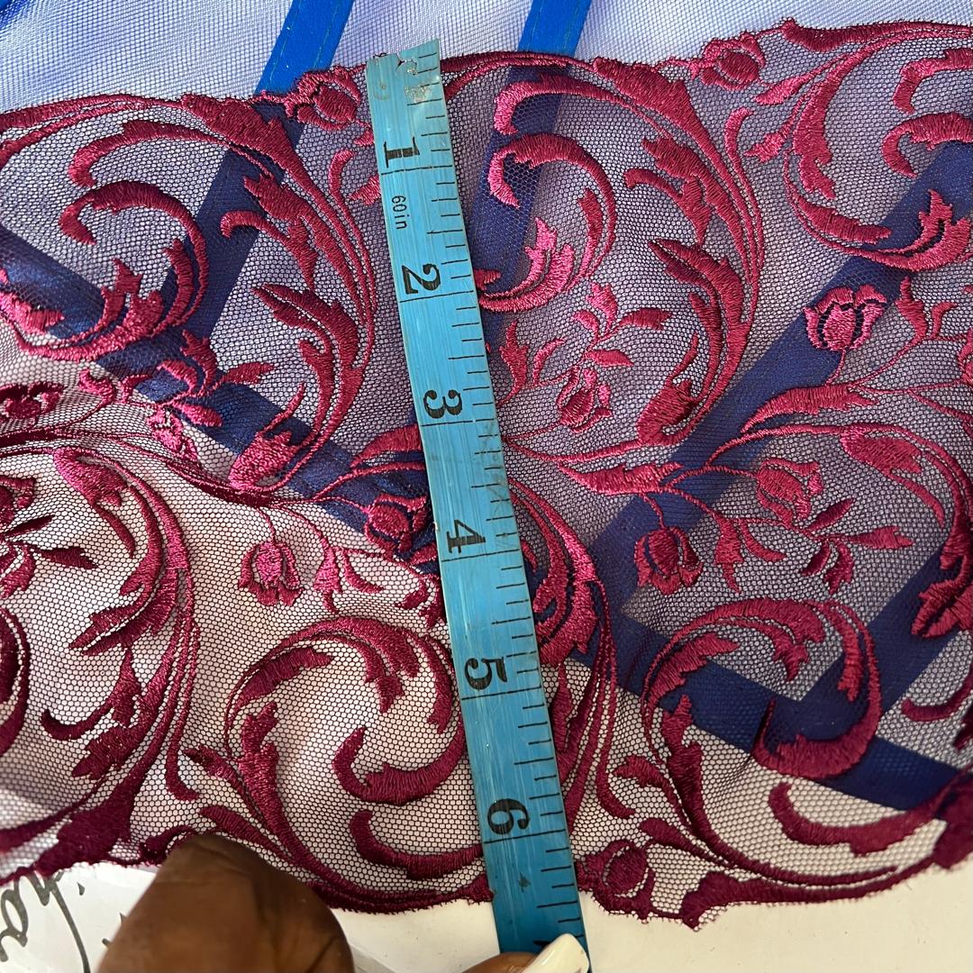 MAGENTA EMBROIDERY DESIGN LACE TRIMMING