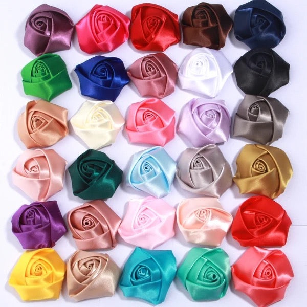 SATIN ROSE FLOWER 5CM (6 PIECES SET) ROSETTE