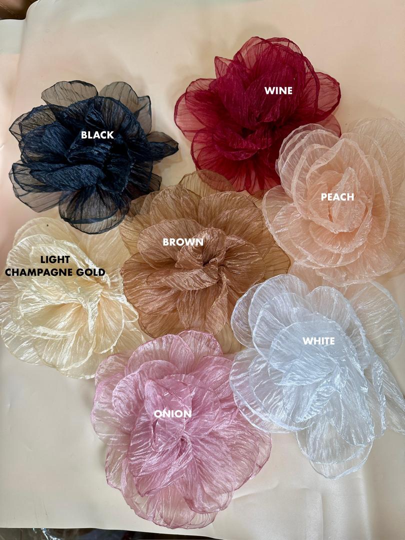 ORGANZA BURNT FLOWER 20CM