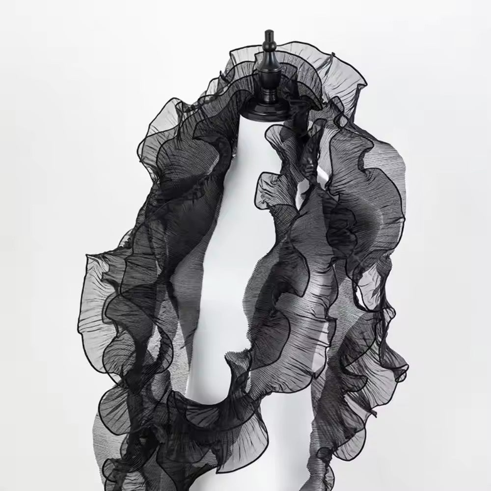 CHIFFON METALLIC TRIMMING PLEATED