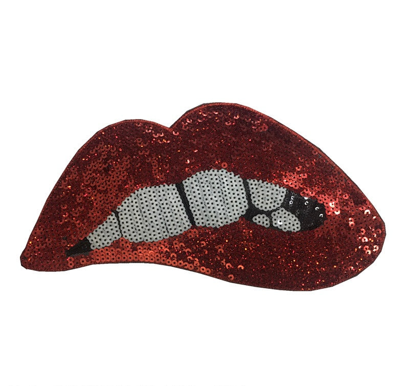 RED LIP SEQUIN APPLIQUE