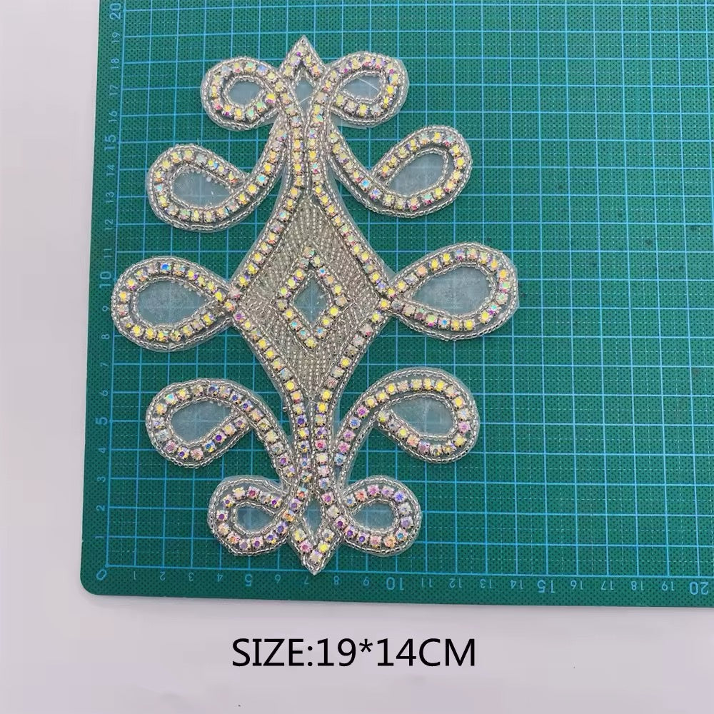 AZTEC STYLE RHINESTONE CRYSTAL APPLIQUE