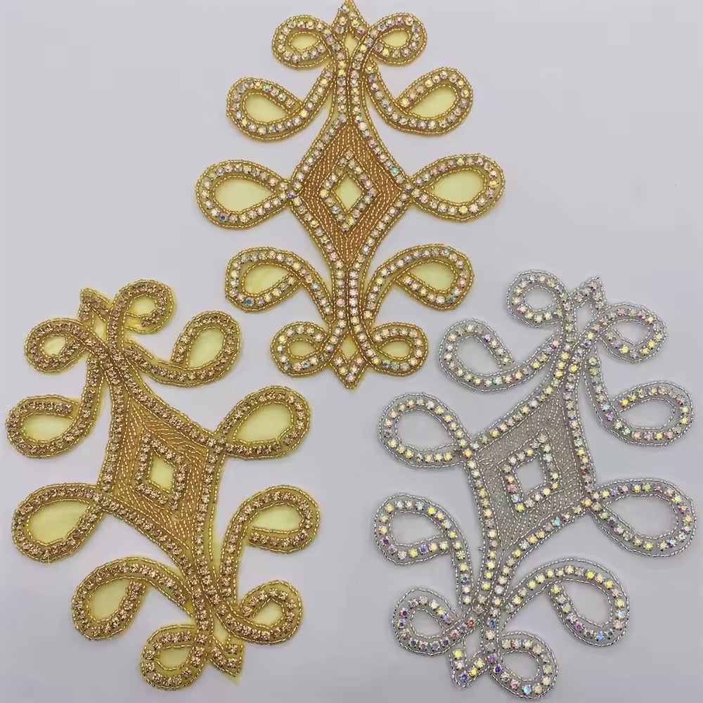 AZTEC STYLE RHINESTONE CRYSTAL APPLIQUE