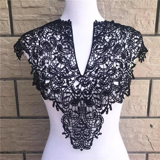 OPENED NECK EMBROIDERED LACE NECKLINE APPLIQUE