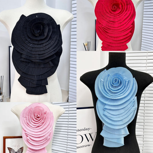 PLEATED ROSETTE FLOWER APPLIQUE BIG